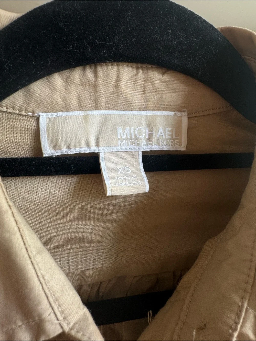 Michael Kors Cotton Sleeveless Shirt Dress in Beige Size XS
